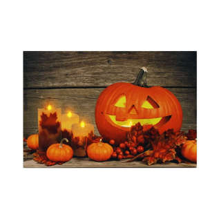 Obraz nástenný, LED osvetlenie, tekvica a sviečky, Halloween, BD515