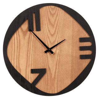 Hodiny nástenné, kov a MDF s jaseňovou dyhou, 45cm, FA23-013