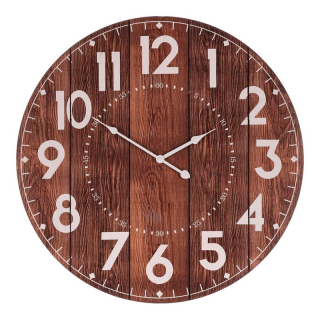 Hodiny nástenné, MDF, hnedé, imitácia dreva, 58cm, HA1663