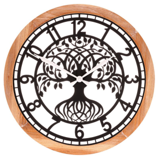 Hodiny nástenné, kov a MDF, strom života, 60cm, HA1740