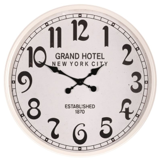 Hodiny nástenné, kov s patinou, biele, grand hotel, 60cm, HA1747