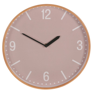 Hodiny nástenné, MDF a drevený rám, farba béžová, 32cm, HA1754