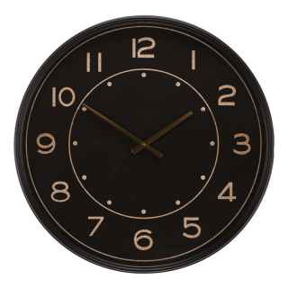 Hodiny nástenné, kovové, čierne so zlatými číslami, 60cm, HW4002