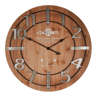 Hodiny nástenné, MDF s imitáciou dyhy, kovové číslice, 68cm, HW4010