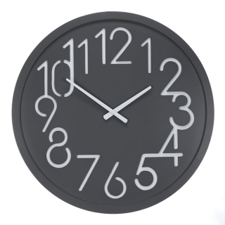 Hodiny nástenné, MDF, tmavosivé, 60cm, HW4023 GREY-DK