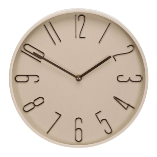Hodiny nástenné, plastové, zlaté číslice, krémové, 30cm, HW4027 CRM