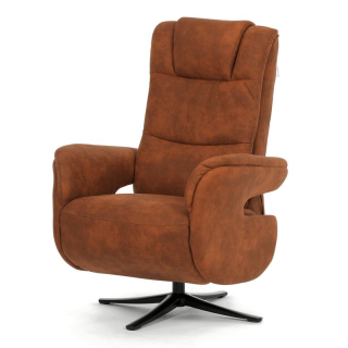 Polohovacie elektrické kreslo, zabudované ovládanie, hnedá, látka vintage, TV-C5590 BR3