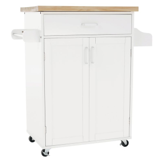 Servírovací vozík, 86cm, biely, prírodný, JOSELYN