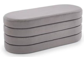 Taburetka s úložným priestorom, 110cm, sivá látka, CALPI