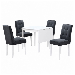 Jedálenský set s rozkladacím stolom, 1+4, 75x75cm, biely, sivý, BJORK 1+4