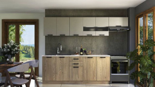 Moderná kuchynská linka, 260 cm, dub cremona, kašmír, PERLA OAK