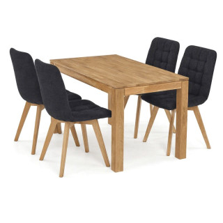 Jedálenský set so 4 stoličkami Deneb, 140x80cm, čierna, masív dub, ASE-1040 BK2
