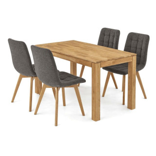 Jedálenský set so 4 stoličkami Deneb, 140x80cm, sivá, masív dub, ASE-1040 GREY2