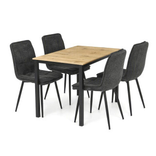 Jedálenský set so 4 stoličkami Leonis, 110x70cm, sivý, MDF divoký dub, ASE-1043 GREY2
