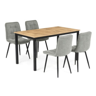 Jedálenský set so 4 stoličkami Leonis, 110x70cm, zelený, MDF divoký dub, ASE-1043 GRN2