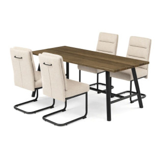 Jedálenský set so 4 stoličkami Antares, 180x90cm, krémový, dýha orech, ASE-1045 CRM2