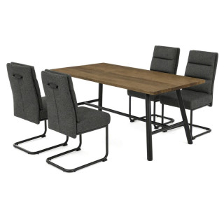 Jedálenský set so 4 stoličkami Antares, 180x90cm, sivý, dýha orech, ASE-1045 GREY2