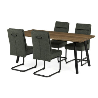 Jedálenský set so 4 stoličkami Antares, 180x90cm, zelený, dýha orech, ASE-1045 GRN2