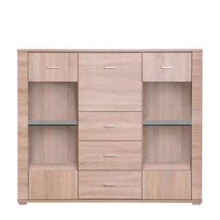 Komoda, 140cm, kombinovaná, dub sonoma, GRAND typ 8