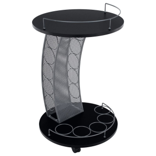 Servírovací vozík, 47cm, čierny, strieborný, ALADAR NEW