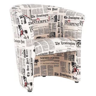 Kreslo klubové, D-8 látka vzor noviny, CUBA
