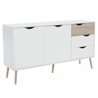 Komoda, 147cm, kombinovaná, dub sonoma, biela, OSLO 75381