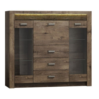 Komoda, 137cm, kombinovaná, jaseň tmavý, INFINITY 08