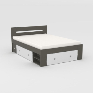 Drevona, Posteľ, REA LARISA-BIE 140, graphite-biela