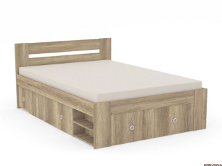 Drevona, posteľ REA LARISA 140, dub CANYON