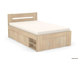Drevona, posteľ REA LARISA 120, dub Bardolino
