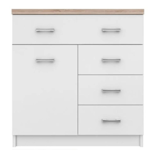 Komoda, 80cm, kombinovaná, biela, dub sonoma, TOPTY 1d4s