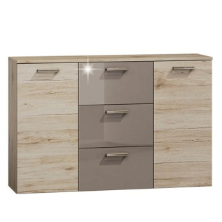 Komoda, 130cm, kombinovaná, dub san marino, latte, ASSOR