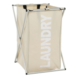Kôš na prádlo, 35cm, látkový, sivobéžový, LAUNDRY TYP 1