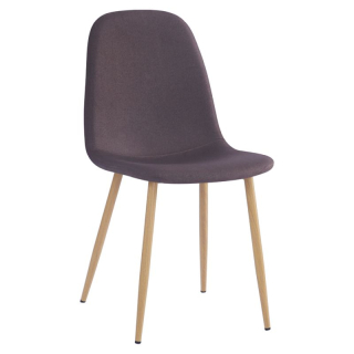 Stolička jedálenská, tmavohnedá látka, nohy kov buk, LEGA NEW