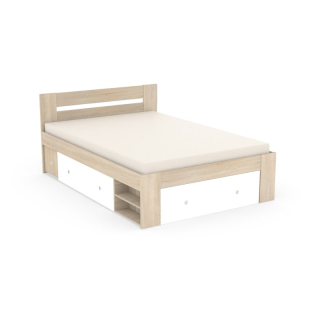Drevona, Posteľ, REA LARISA-BIE 140, dub Bardolino-biela