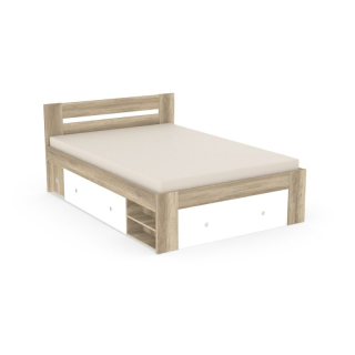 Drevona, Posteľ, REA LARISA-BIE 140, dub CANYON-biela