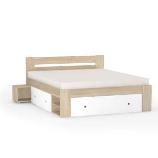 Drevona, Posteľ, REA LARISA-BIE 160, dub Bardolino-biela