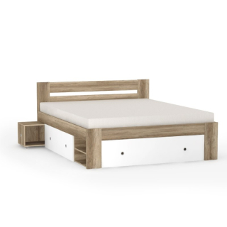 Drevona, Posteľ, REA LARISA-BIE 160, dub CANYON-biela