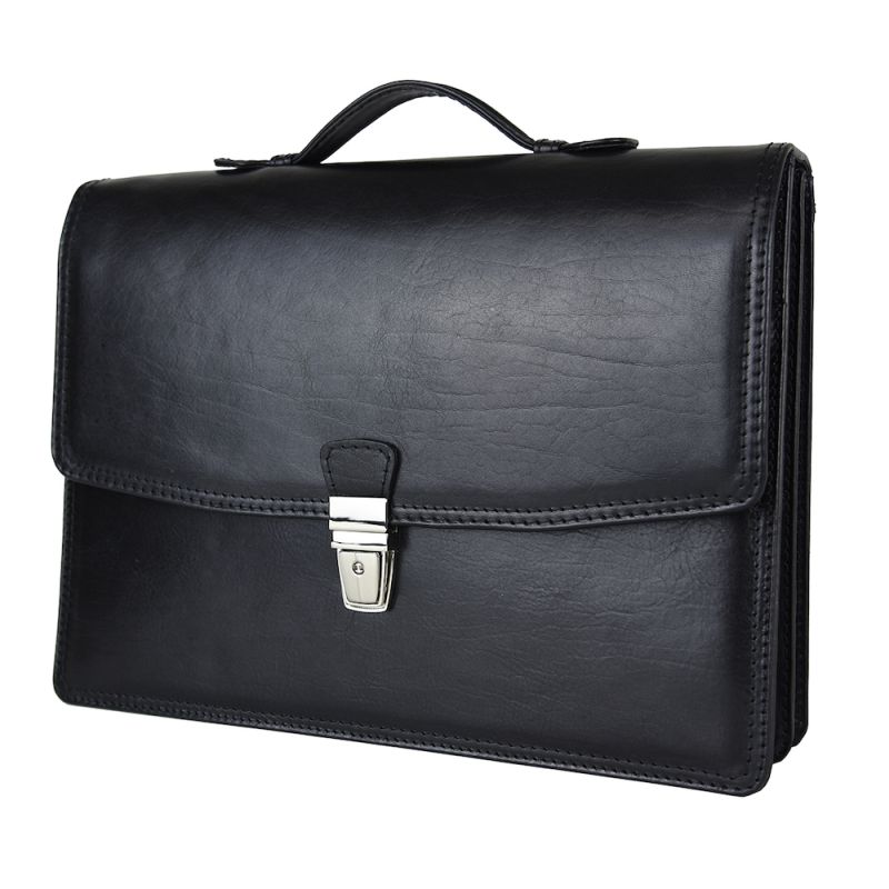 Luxusná elegantná kožená aktovka z pravej kože v čiernej farbe č.8170