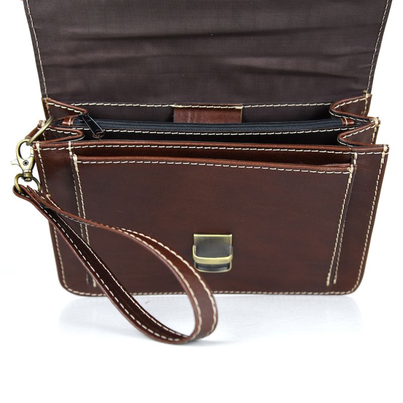 Luxusná kožená etuja č.7985, viacúčelové púzdro v hnedej farbe