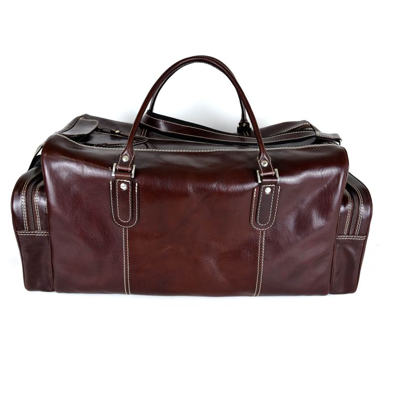 Módna kožená pracovná cestovná kabela v tmavo hnedej farbe