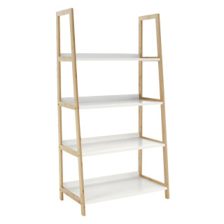 Regál, 63cm, 4-policový, biely, prírodný, KOEN TYP 2