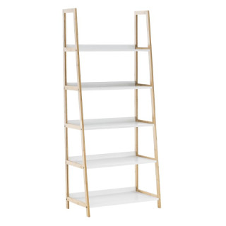 Regál, 63cm, 5-policový, biely, prírodný, KOEN TYP 3