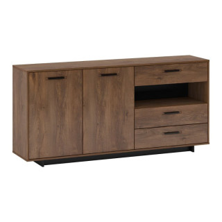 Komoda, 180cm, kombinovaná, dub bolzano, čierna, DELIS G