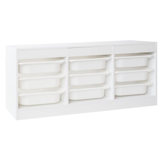 Organizér, s úložnými boxami, 120cm, biely, TRIMAL NEW