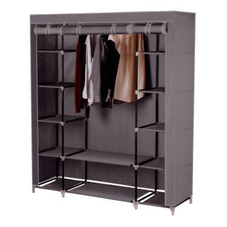 Šatníkový organizér, 150cm, látka, kov, hnedý, METIN