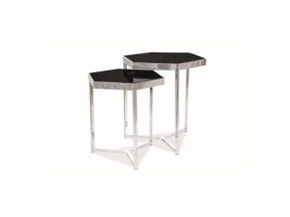 Set konferenčných stolíkov, 42x48cm, chróm, čierny, Signal, MILOS