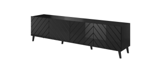 Televízny stolík, 200cm, čierny, ABETO 200