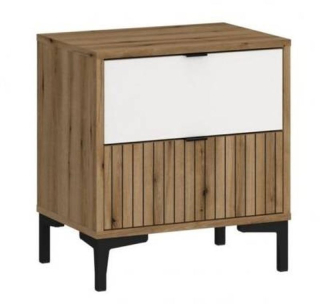 Nočný stolík, 48cm, dub coast evoke, biela alpská, RICKO RIKK06